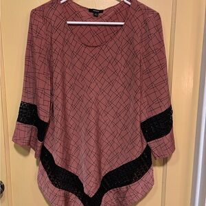 Alfani Pink and Black Geometric Blouse